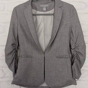 H&M gray blazer with gathered 3/4 sleeves